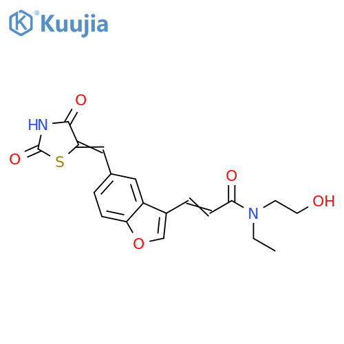 2-Propenamide,3-[5-[(2,4-dioxo-5-thiazolidinylidene)methyl]-3-benzofuranyl]-N-ethyl-N-(2-hydroxyethyl)- structure