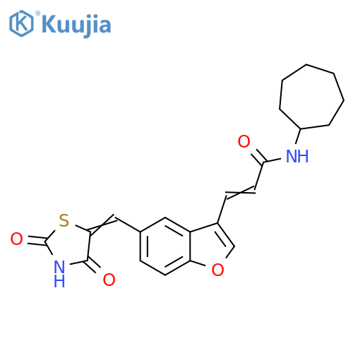 2-Propenamide,N-cycloheptyl-3-[5-[(2,4-dioxo-5-thiazolidinylidene)methyl]-3-benzofuranyl]- structure