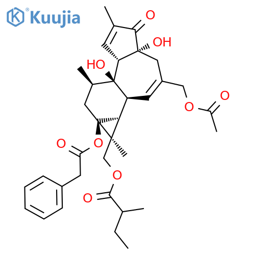 Benzeneacetic acid,3-[(acetyloxy)methyl]-1,1a,1b,4,4a,5,7a,7b,8,9-decahydro-4a,7b-dihydroxy-1,6,8-trimethyl-1-[(2-methyl-1-oxobutoxy)methyl]-5-oxo-9aH-cyclopropa[3,4]benz[1,2-e]azulen-9a-ylester (9CI) structure