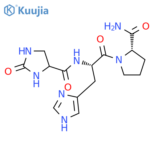 N-(2-Oxoimidazolidine-4-carbonyl)-L-histidyl-L-prolinamide structure