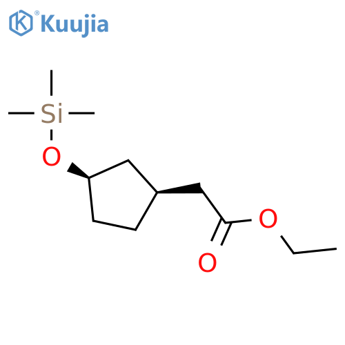 CYCLOPENTANEACETIC ACID, 3-[(TRIMETHYLSILYL)OXY]-, ETHYL ESTER, CIS- structure