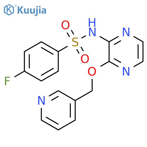 Benzenesulfonamide, 4-fluoro-N-[3-(3-pyridinylmethoxy)pyrazinyl]- structure