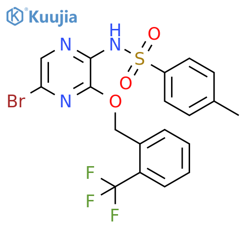 Benzenesulfonamide,N-[5-bromo-3-[[2-(trifluoromethyl)phenyl]methoxy]pyrazinyl]-4-methyl- structure