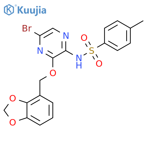 Benzenesulfonamide,N-[3-(1,3-benzodioxol-4-ylmethoxy)-5-bromopyrazinyl]-4-methyl- structure
