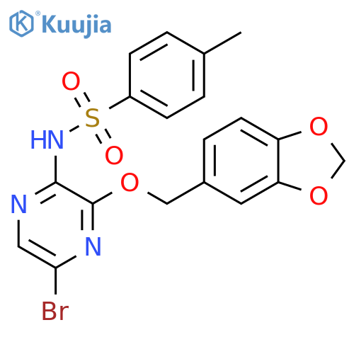 Benzenesulfonamide,N-[3-(1,3-benzodioxol-5-ylmethoxy)-5-bromopyrazinyl]-4-methyl- structure