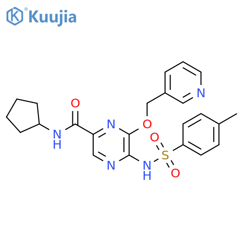 Pyrazinecarboxamide,N-cyclopentyl-5-[[(4-methylphenyl)sulfonyl]amino]-6-(3-pyridinylmethoxy)- structure