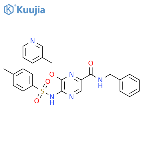 Pyrazinecarboxamide,5-[[(4-methylphenyl)sulfonyl]amino]-N-(phenylmethyl)-6-(3-pyridinylmethoxy)- structure