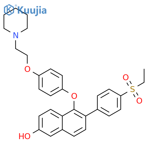 2-Naphthalenol,6-[4-(ethylsulfonyl)phenyl]-5-[4-[2-(1-piperidinyl)ethoxy]phenoxy]- structure