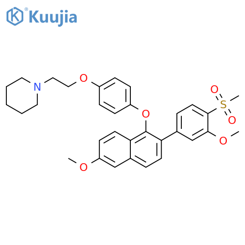 Piperidine,1-[2-[4-[[6-methoxy-2-[3-methoxy-4-(methylsulfonyl)phenyl]-1-naphthalenyl]oxy]phenoxy]ethyl]- structure
