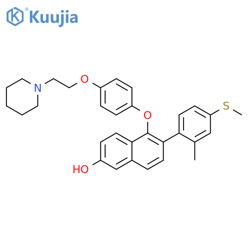 2-Naphthalenol,6-[2-methyl-4-(methylthio)phenyl]-5-[4-[2-(1-piperidinyl)ethoxy]phenoxy]- structure