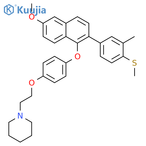 Piperidine,1-[2-[4-[[6-methoxy-2-[3-methyl-4-(methylthio)phenyl]-1-naphthalenyl]oxy]phenoxy]ethyl]- structure