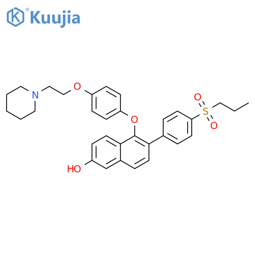 2-Naphthalenol,5-[4-[2-(1-piperidinyl)ethoxy]phenoxy]-6-[4-(propylsulfonyl)phenyl]- structure