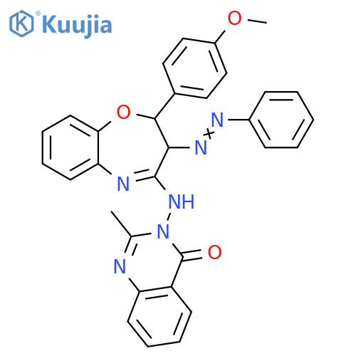 4(3H)-Quinazolinone,3-[[2,3-dihydro-2-(4-methoxyphenyl)-3-(phenylazo)-1,5-benzoxazepin-4-yl]amino]-2-methyl- structure