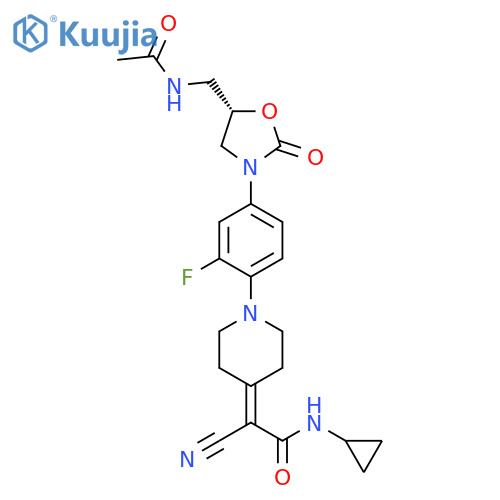 Acetamide,2-[1-[4-[(5S)-5-[(acetylamino)methyl]-2-oxo-3-oxazolidinyl]-2-fluorophenyl]-4-piperidinylidene]-2-cyano-N-cyclopropyl- structure