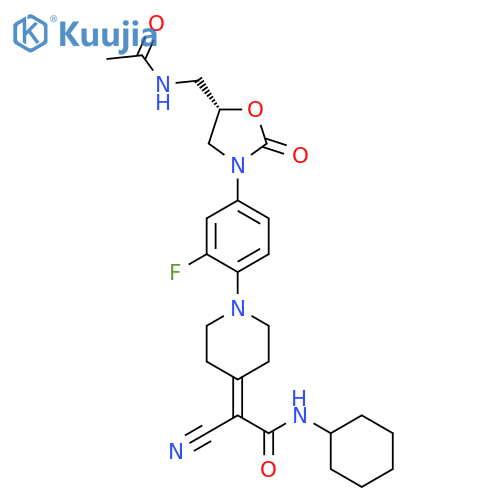 Acetamide,2-[1-[4-[(5S)-5-[(acetylamino)methyl]-2-oxo-3-oxazolidinyl]-2-fluorophenyl]-4-piperidinylidene]-2-cyano-N-cyclohexyl- structure