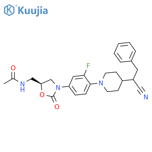 Acetamide,N-[[(5S)-3-[4-[4-(1-cyano-2-phenylethyl)-1-piperidinyl]-3-fluorophenyl]-2-oxo-5-oxazolidinyl]methyl]- structure
