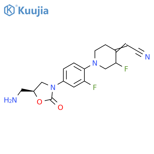Acetonitrile,[1-[4-[(5S)-5-(aminomethyl)-2-oxo-3-oxazolidinyl]-2-fluorophenyl]-3-fluoro-4-piperidinylidene]- structure