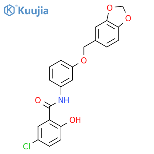 Benzamide,N-[3-(1,3-benzodioxol-5-ylmethoxy)phenyl]-5-chloro-2-hydroxy- structure