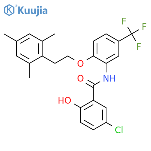 BENZAMIDE, 5-CHLORO-2-HYDROXY-N-[5-(TRIFLUOROMETHYL)-2-[2-(2,4,6-TRIMETHYLPHENYL)ETHOXY]PHENYL]- structure