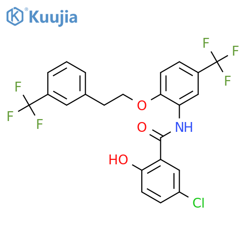 BENZAMIDE, 5-CHLORO-2-HYDROXY-N-[5-(TRIFLUOROMETHYL)-2-[2-[3-(TRIFLUOROMETHYL)PHENYL]ETHOXY]PHENYL]- structure