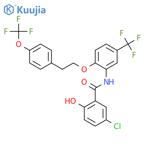 BENZAMIDE, 5-CHLORO-2-HYDROXY-N-[2-[2-[4-(TRIFLUOROMETHOXY)PHENYL]ETHOXY]-5-(TRIFLUOROMETHYL)PHENYL]- structure