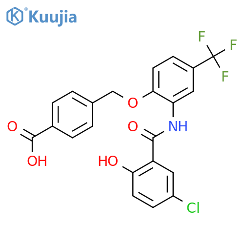 BENZOIC ACID, 4-[[2-[(5-CHLORO-2-HYDROXYBENZOYL)AMINO]-4-(TRIFLUOROMETHYL)PHENOXY]METHYL]- structure