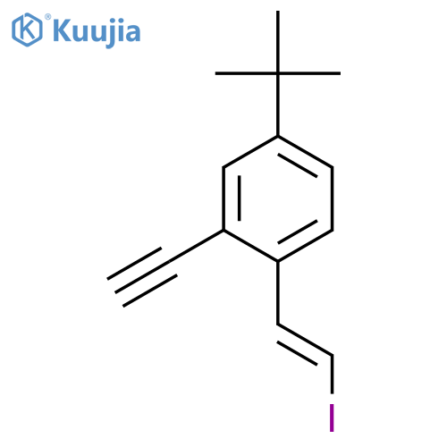 Benzene, 4-(1,1-dimethylethyl)-2-ethynyl-1-(2-iodoethenyl)- structure