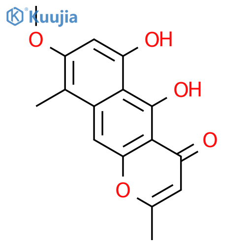 4H-Naphtho[2,3-b]pyran-4-one,5,6-dihydroxy-8-methoxy-2,9-dimethyl- structure