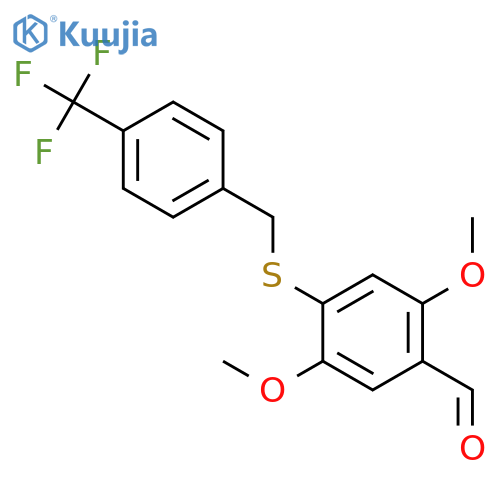 Benzaldehyde, 2,5-dimethoxy-4-[[[4-(trifluoromethyl)phenyl]methyl]thio]- structure