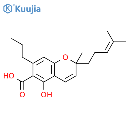 2H-1-Benzopyran-6-carboxylicacid, 5-hydroxy-2-methyl-2-(4-methyl-3-penten-1-yl)-7-propyl-, (-)- structure