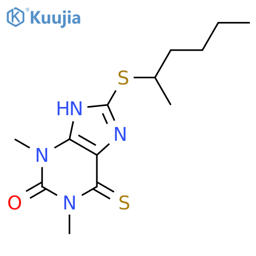 2H-Purin-2-one,1,3,6,9-tetrahydro-1,3-dimethyl-8-[(1-methylpentyl)thio]-6-thioxo- structure