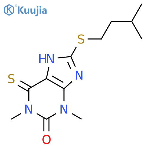2H-Purin-2-one,1,3,6,9-tetrahydro-1,3-dimethyl-8-[(3-methylbutyl)thio]-6-thioxo- structure