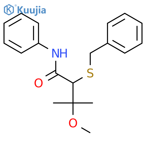 Butanamide, 3-methoxy-3-methyl-N-phenyl-2-[(phenylmethyl)thio]- structure