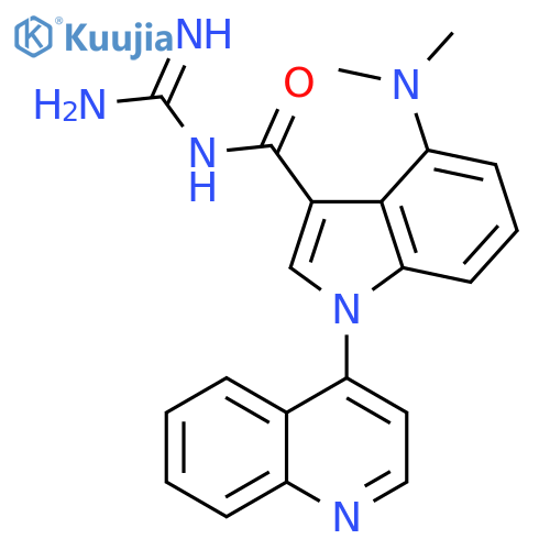 1H-Indole-3-carboxamide,N-(aminoiminomethyl)-4-(dimethylamino)-1-(4-quinolinyl)- structure