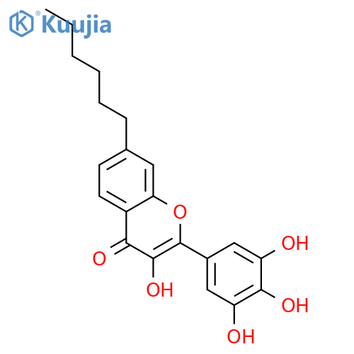 4H-1-Benzopyran-4-one, 7-hexyl-3-hydroxy-2-(3,4,5-trihydroxyphenyl)- structure