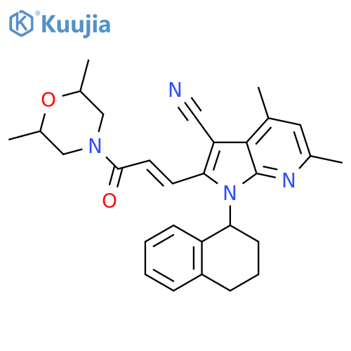 Morpholine,4-[(2E)-3-[3-cyano-4,6-dimethyl-1-(1,2,3,4-tetrahydro-1-naphthalenyl)-1H-pyrrolo[2,3-b]pyridin-2-yl]-1-oxo-2-propenyl]-2,6-dimethyl- structure