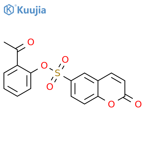 2H-1-Benzopyran-6-sulfonic acid, 2-oxo-, 2-acetylphenyl ester structure