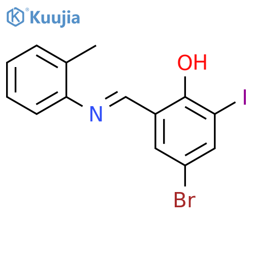 Phenol, 4-bromo-2-iodo-6-[[(2-methylphenyl)imino]methyl]- structure