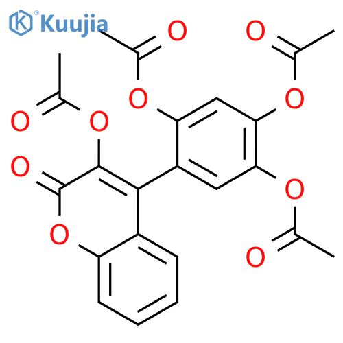 2H-1-Benzopyran-2-one, 3-(acetyloxy)-4-[2,4,5-tris(acetyloxy)phenyl]- structure