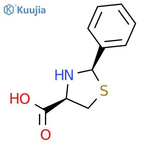 4-Thiazolidinecarboxylic acid, 2-phenyl-, (2R-cis)- structure