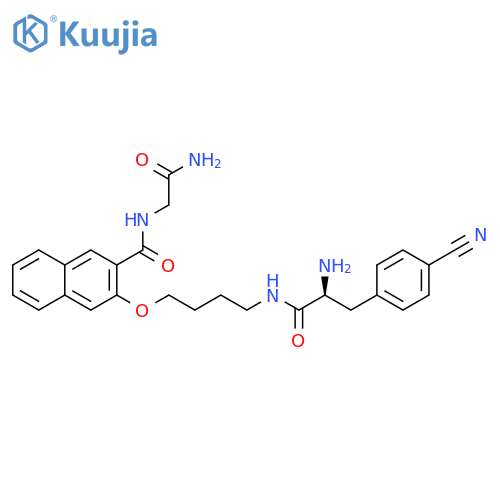 2-Naphthalenecarboxamide,3-[4-[[(2S)-2-amino-3-(4-cyanophenyl)-1-oxopropyl]amino]butoxy]-N-(2-amino-2-oxoethyl)- structure