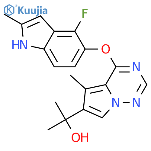 2-(4-((4-Fluoro-2-methyl-1H-indol-5-yl)oxy)-5-methylpyrrolo[2,1-f][1,2,4]triazin-6-yl)propan-2-ol structure