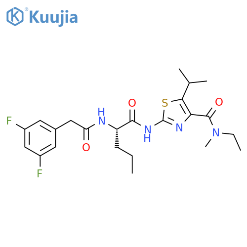 4-Thiazolecarboxamide,2-[[(2S)-2-[[(3,5-difluorophenyl)acetyl]amino]-1-oxopentyl]amino]-N-ethyl-N-methyl-5-(1-methylethyl)- structure