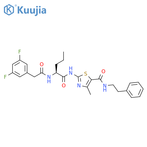 5-Thiazolecarboxamide,2-[[(2S)-2-[[(3,5-difluorophenyl)acetyl]amino]-1-oxopentyl]amino]-4-methyl-N-(2-phenylethyl)- structure