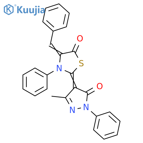 5-Thiazolidinone,2-(1,5-dihydro-3-methyl-5-oxo-1-phenyl-4H-pyrazol-4-ylidene)-3-phenyl-4-(phenylmethylene)- structure