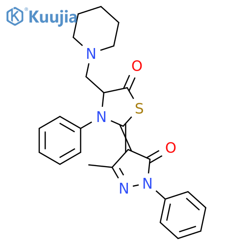 5-Thiazolidinone,2-(1,5-dihydro-3-methyl-5-oxo-1-phenyl-4H-pyrazol-4-ylidene)-3-phenyl-4-(1-piperidinylmethyl)- structure