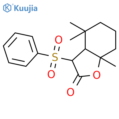 2(3H)-Benzofuranone, hexahydro-4,4,7a-trimethyl-3-(phenylsulfonyl)- structure