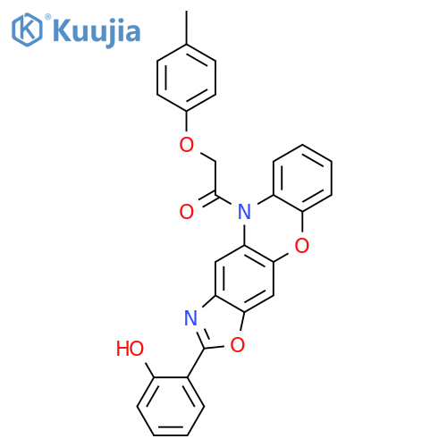 5H-OXAZOLO[4,5-B]PHENOXAZINE, 2-(2-HYDROXYPHENYL)-5-[(4-METHYLPHENOXY)ACETYL]- structure
