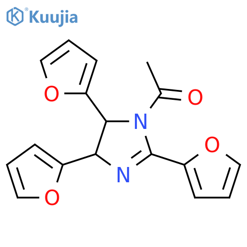 1H-Imidazole, 1-acetyl-2,4,5-tri-2-furanyl-4,5-dihydro- structure