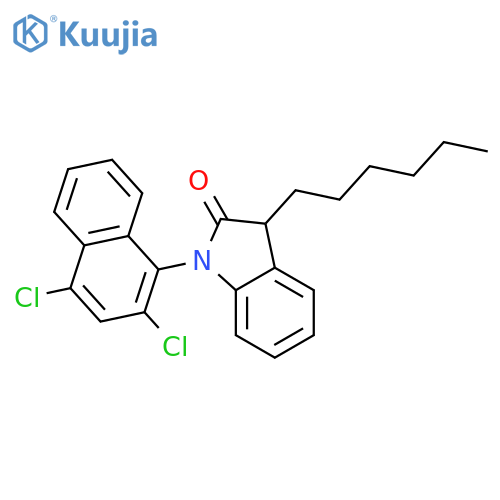 2H-INDOL-2-ONE, 1-(2,4-DICHLORO-1-NAPHTHALENYL)-3-HEXYL-1,3-DIHYDRO- structure